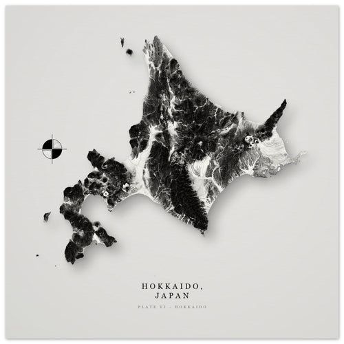 Hokkaido elevation relief print, unframed