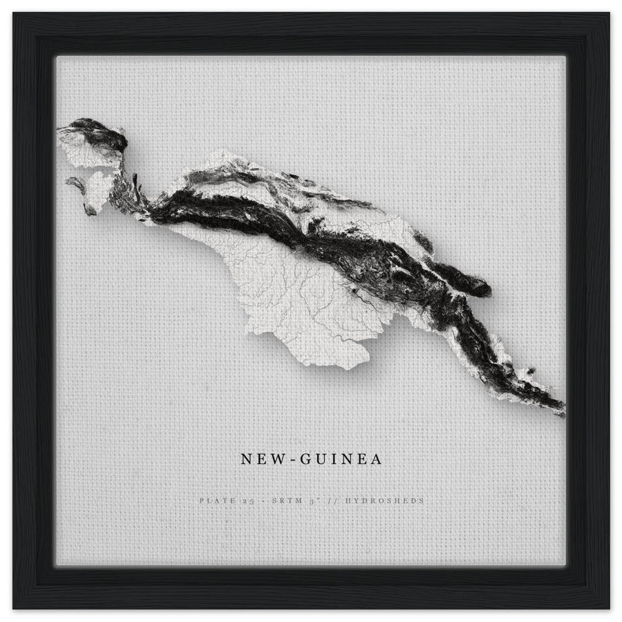 New Guinea — Elevation Relief · Framed Print (30×30 cm) - Framed Canvas