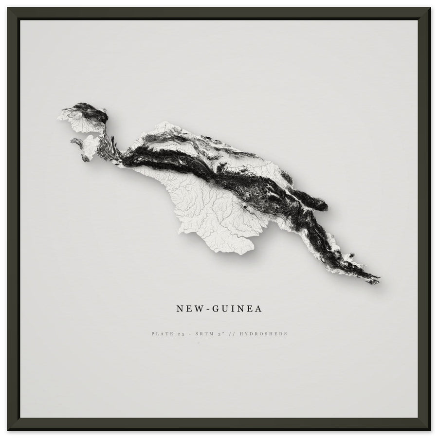New Guinea — Elevation Relief · Framed Print (30×30 cm)