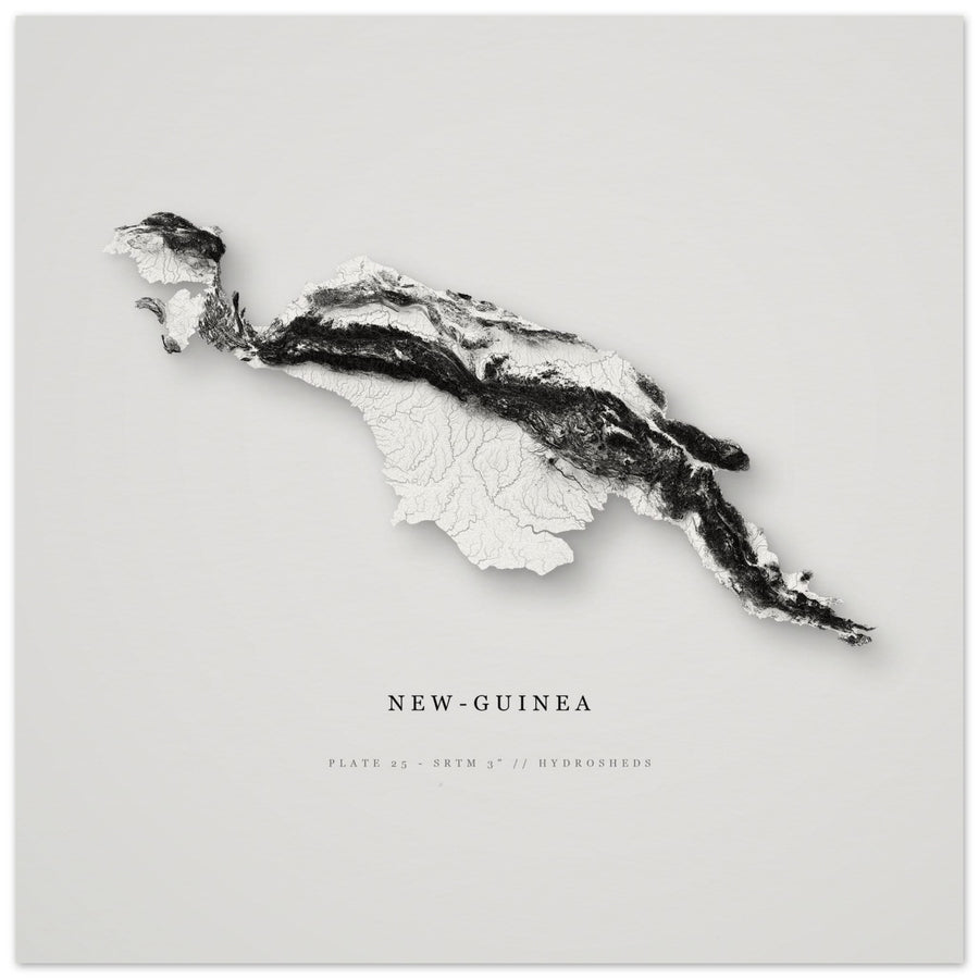 New Guinea — Elevation Relief · Archival Print (30×30 cm)