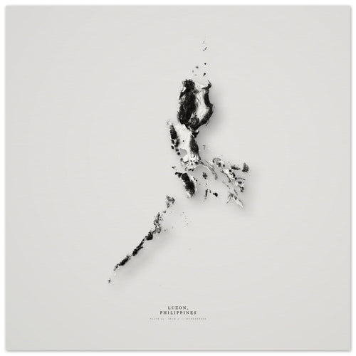 Luzon elevation relief — unframed archival print, 30×30 cm