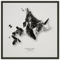 Hokkaido elevation relief print in a black frame