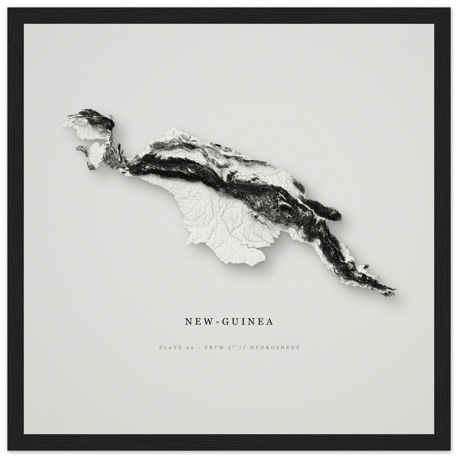 New Guinea — Elevation Relief · Framed Print (30×30 cm) - Museum-Quality Matte Paper Wooden Framed Poster